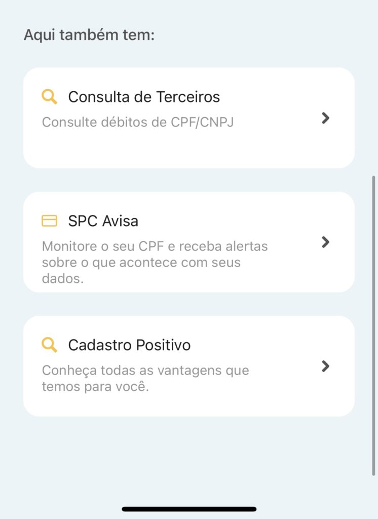 Outras funções do SPC Consumidor.